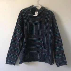Grey and Teal Baja Hoodie